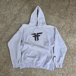 Vtg Y2k FALLEN FOOTWEAR Center Logo Graphic Cyber Skate Hooded Sweatshirt Lg